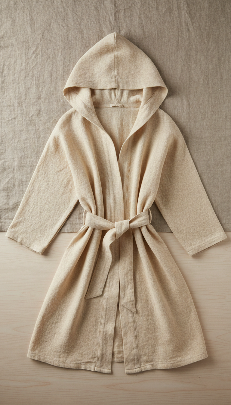 Linen Meditation Robe With Wide Sleeves