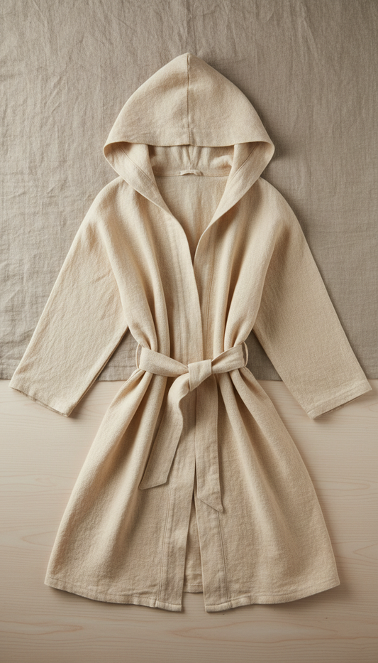 Linen Meditation Robe With Wide Sleeves