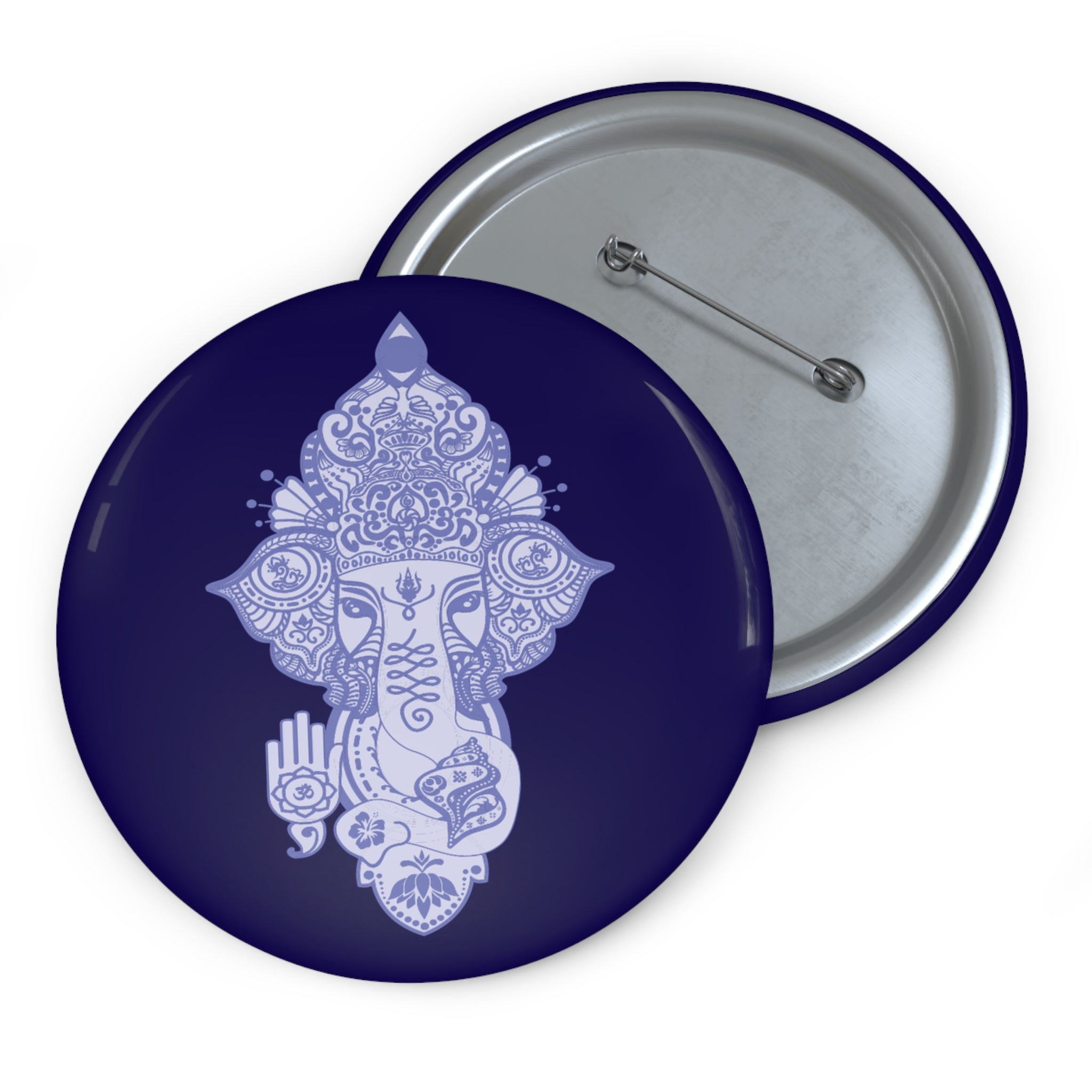 Shri Ganesha PureBlue Pin Button — Sacred Badge