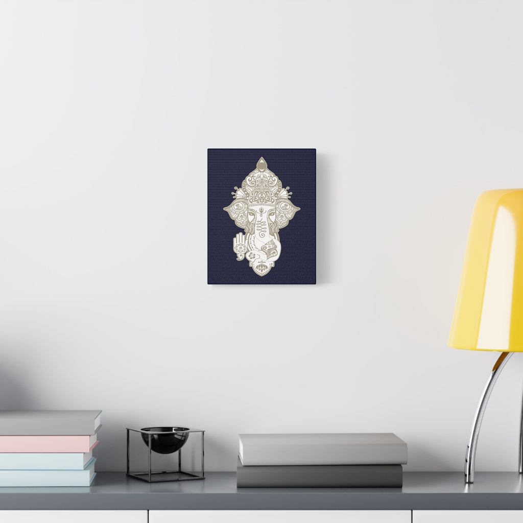 Shri Ganesha Matte Canvas Print — 8" x 10" Wall Art (Deep Navy)