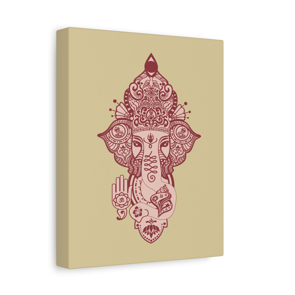 Shri Ganesha Matte Canvas Print — 8" x 10" Wall Art (Soft Beige)