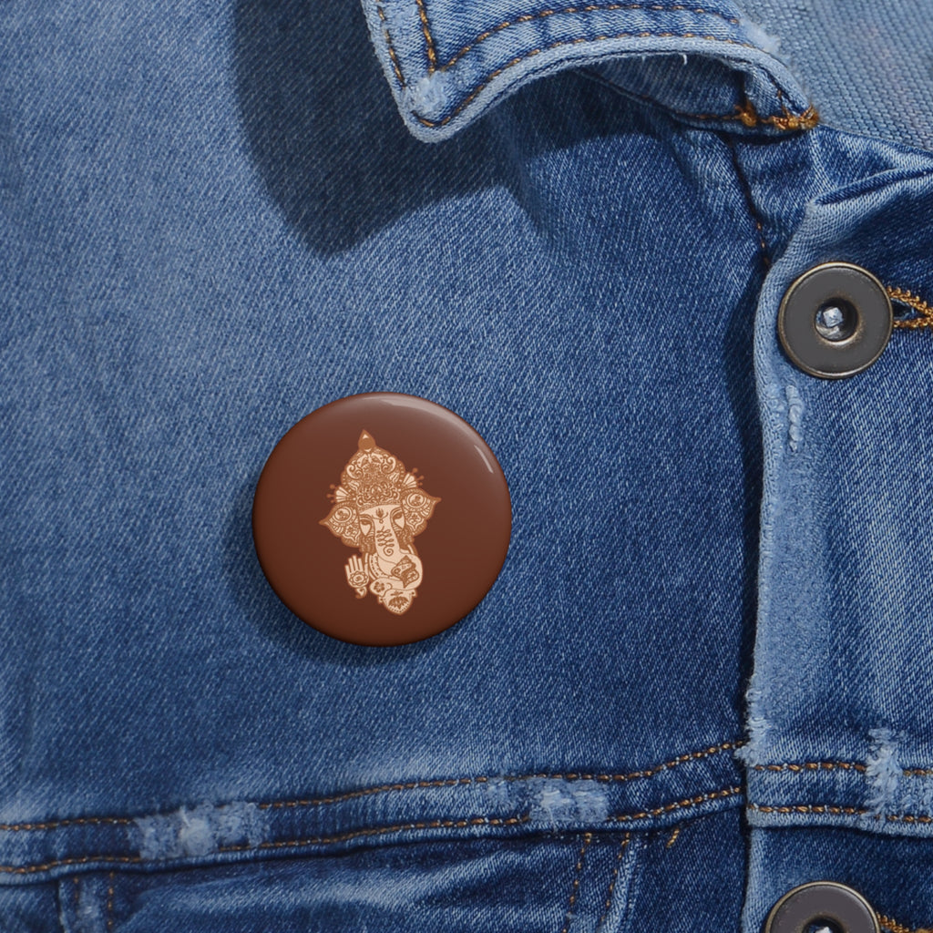 Shri Ganesha Bronze Pin Button — Sacred Badge