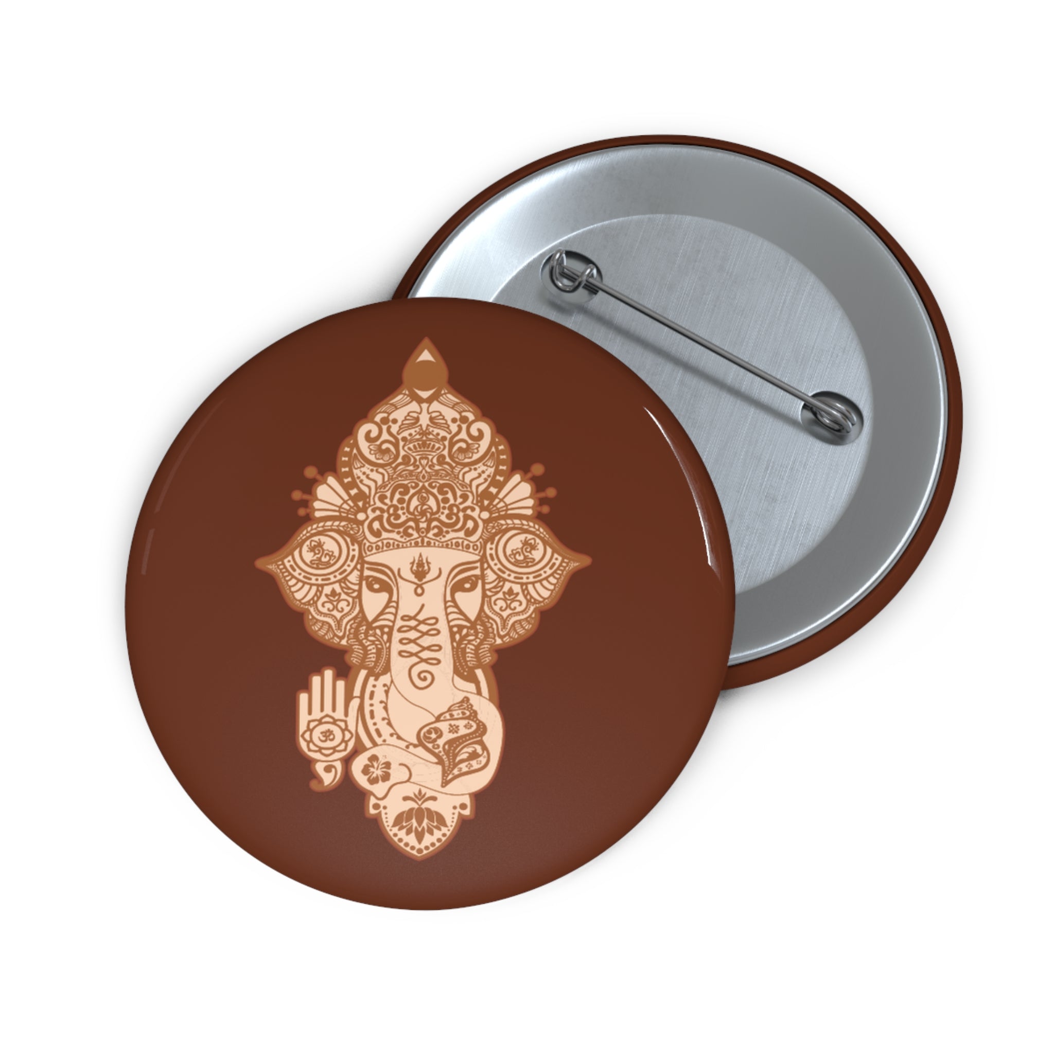 Shri Ganesha Bronze Pin Button — Sacred Badge