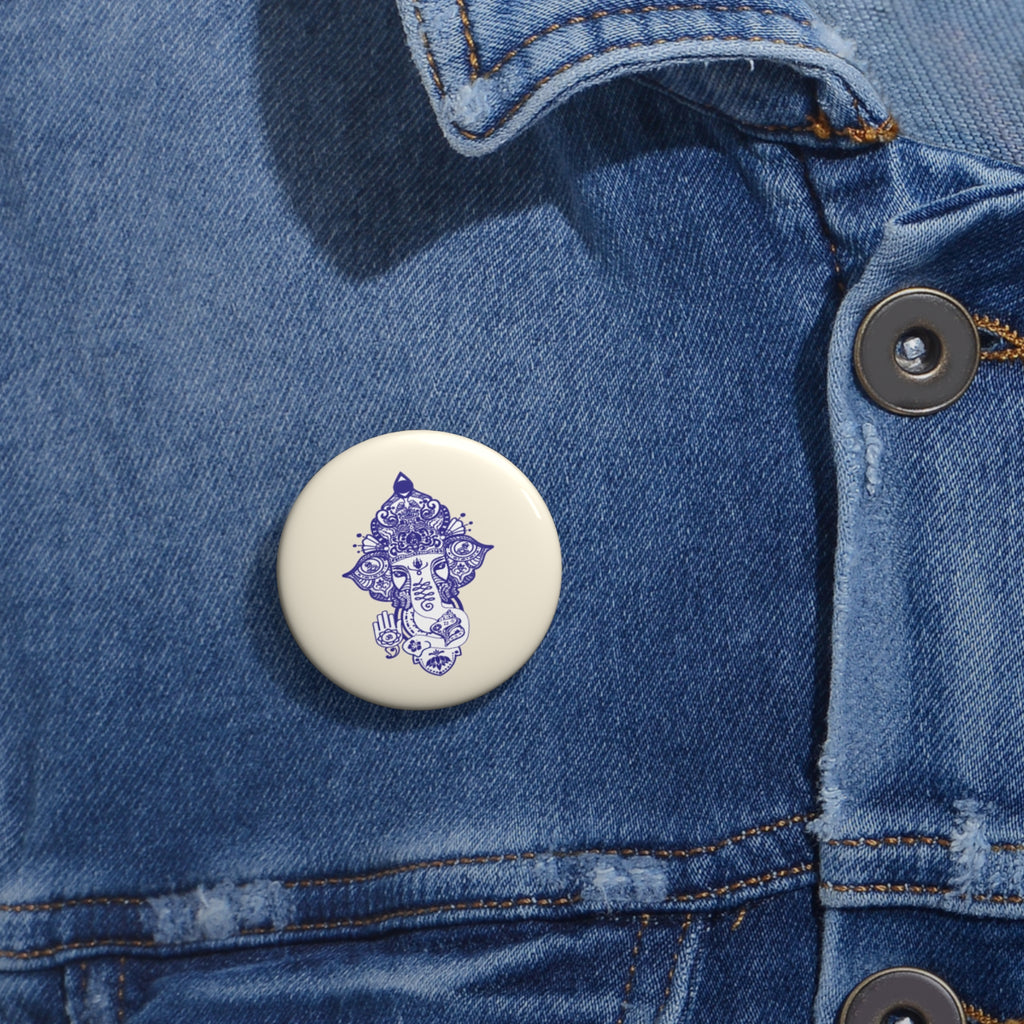 Shri Ganesha Soft Beige Pin Button —  Sacred Badge