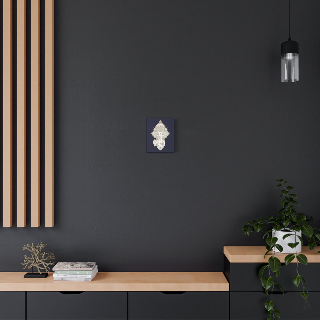Shri Ganesha Matte Canvas Print — 8" x 10" Wall Art (Deep Navy)