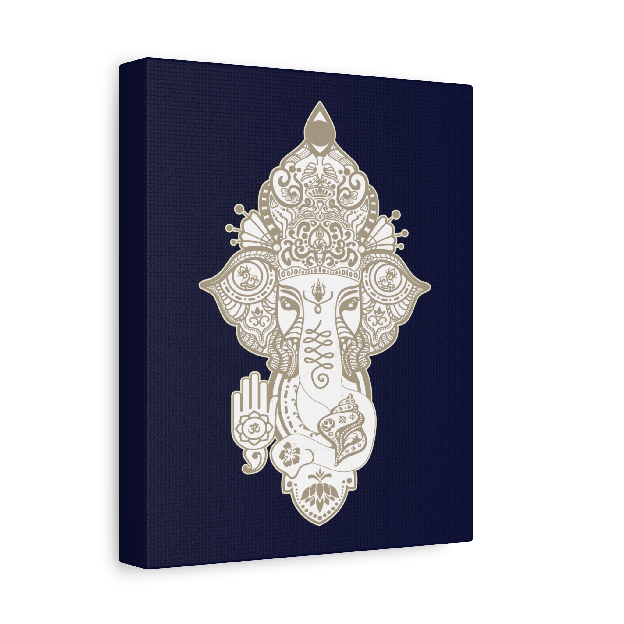 Shri Ganesha Matte Canvas Print — 8" x 10" Wall Art (Deep Navy)