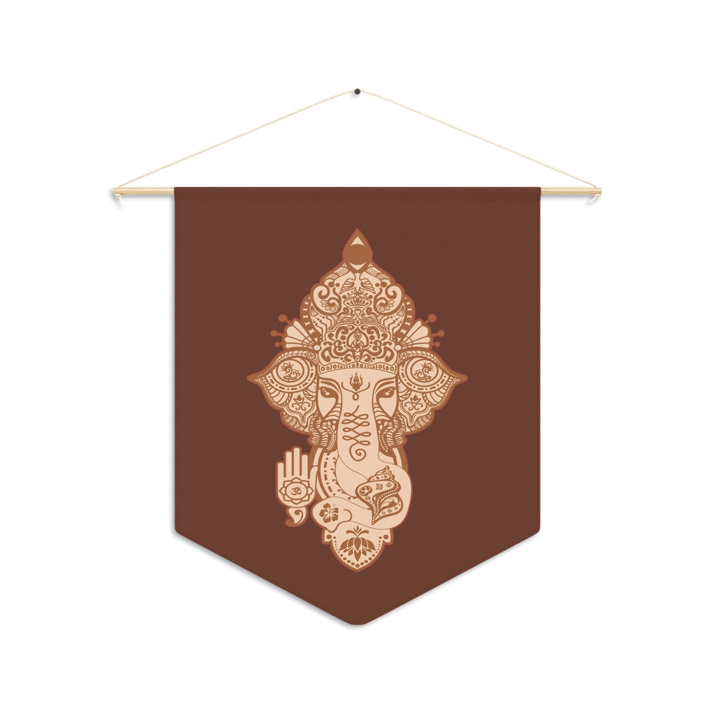 Shri Ganesha Bronze Pennant Wall Banner — Boho Decor for Meditation & Festivities