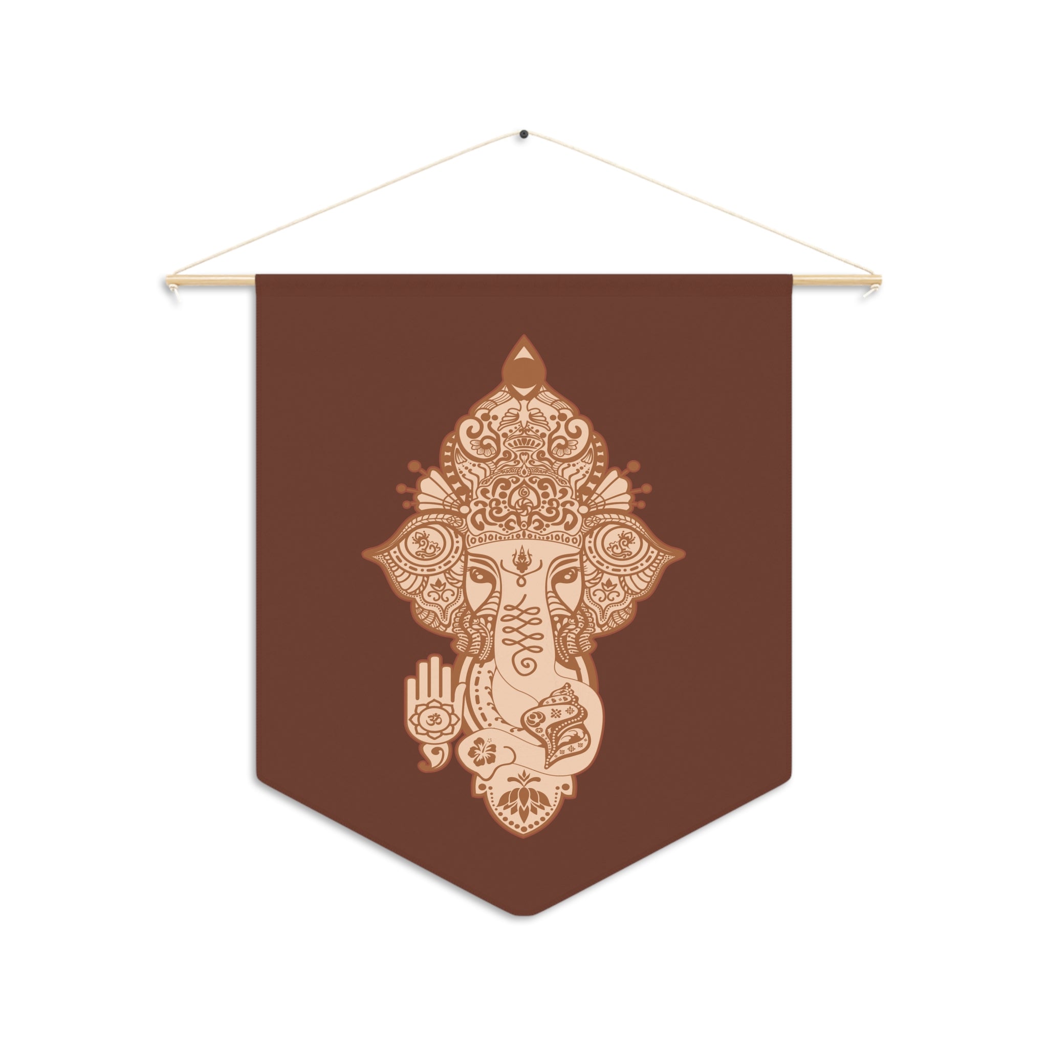 Shri Ganesha Bronze Pennant Wall Banner — Boho Decor for Meditation & Festivities