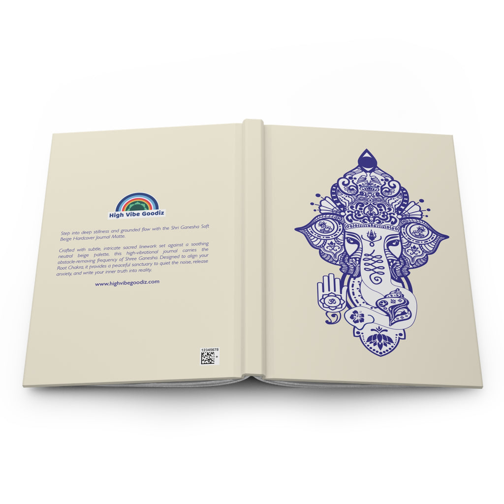 Shri Ganesha Soft Beige Hardcover Journal Matte