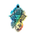 Shri Ganesha Holographic Sticker — Die-Cut Iridescent Design