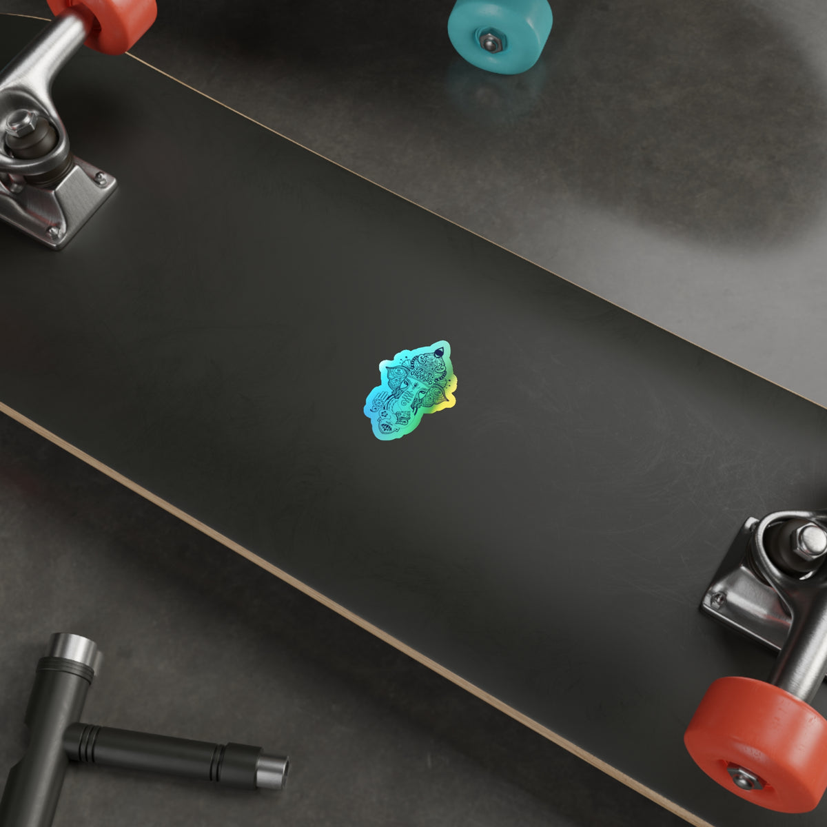 Shri Ganesha Holographic Sticker — Die-Cut Iridescent Design