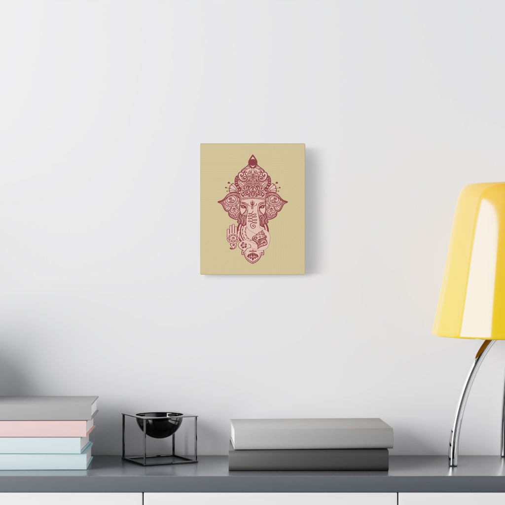 Shri Ganesha Matte Canvas Print — 8" x 10" Wall Art (Soft Beige)