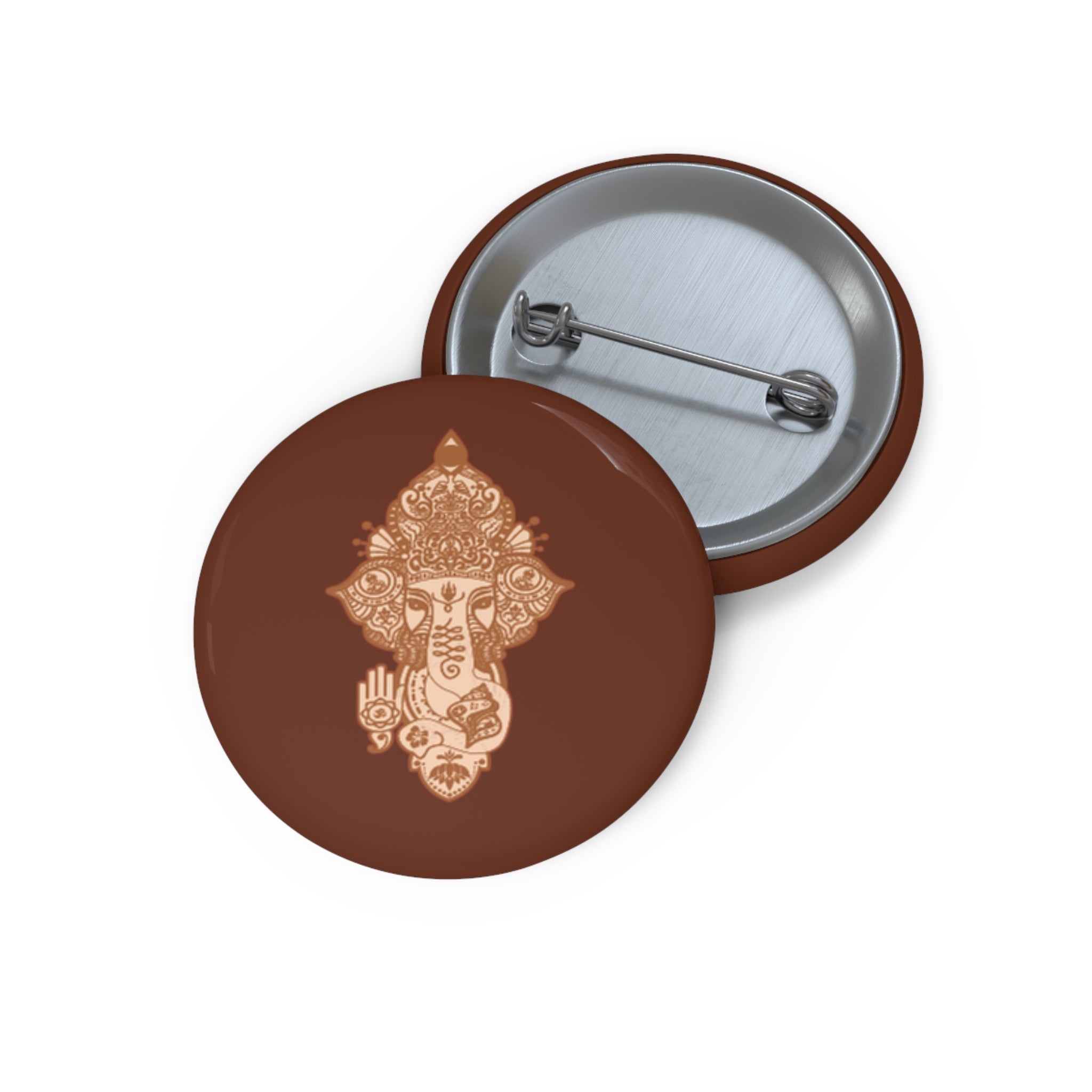 Shri Ganesha Bronze Pin Button — Sacred Badge