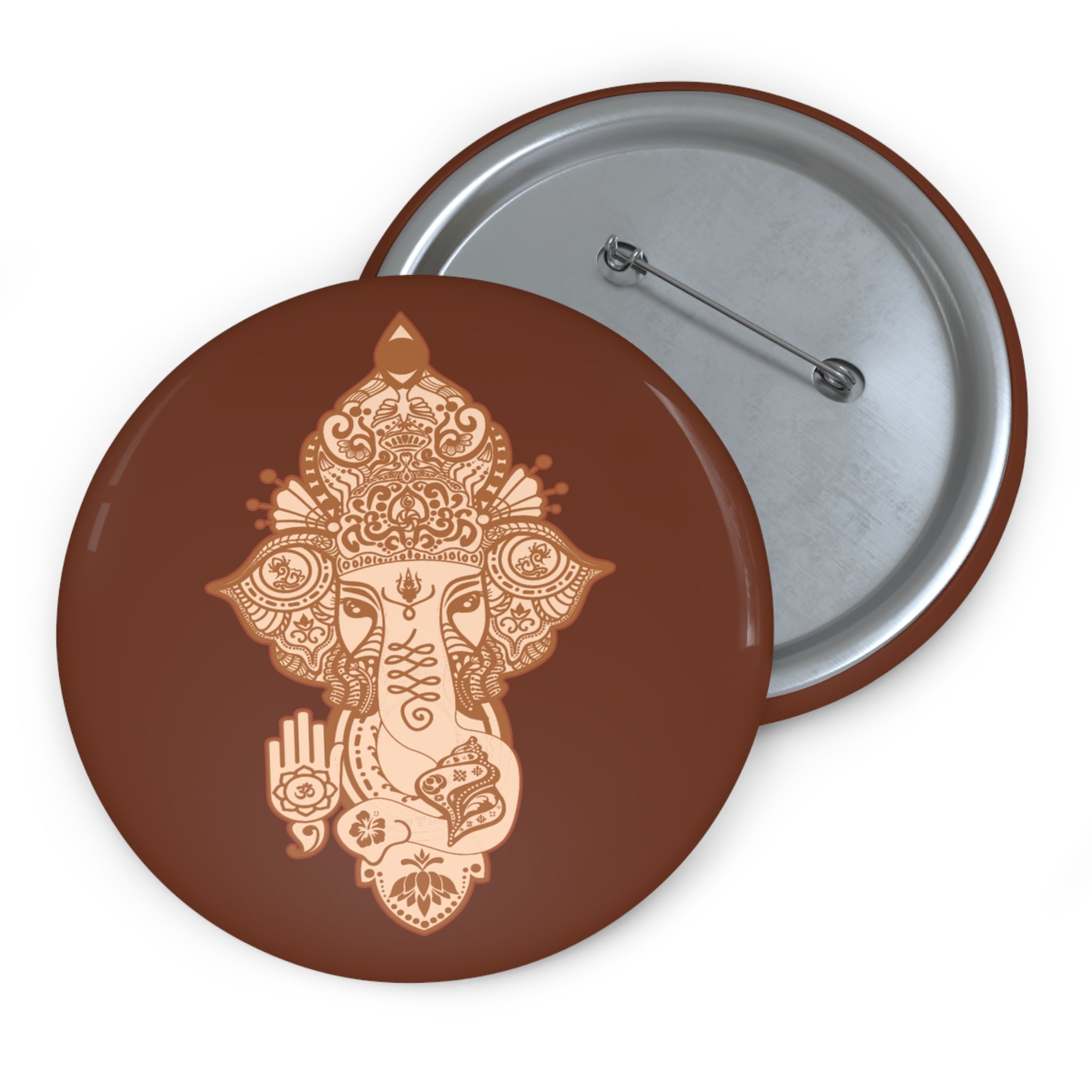 Shri Ganesha Bronze Pin Button — Sacred Badge