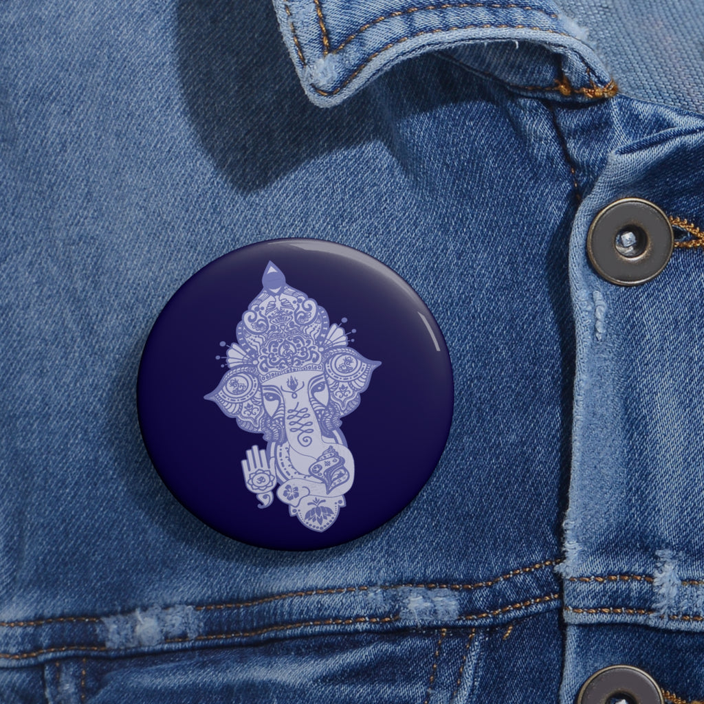 Shri Ganesha PureBlue Pin Button — Sacred Badge