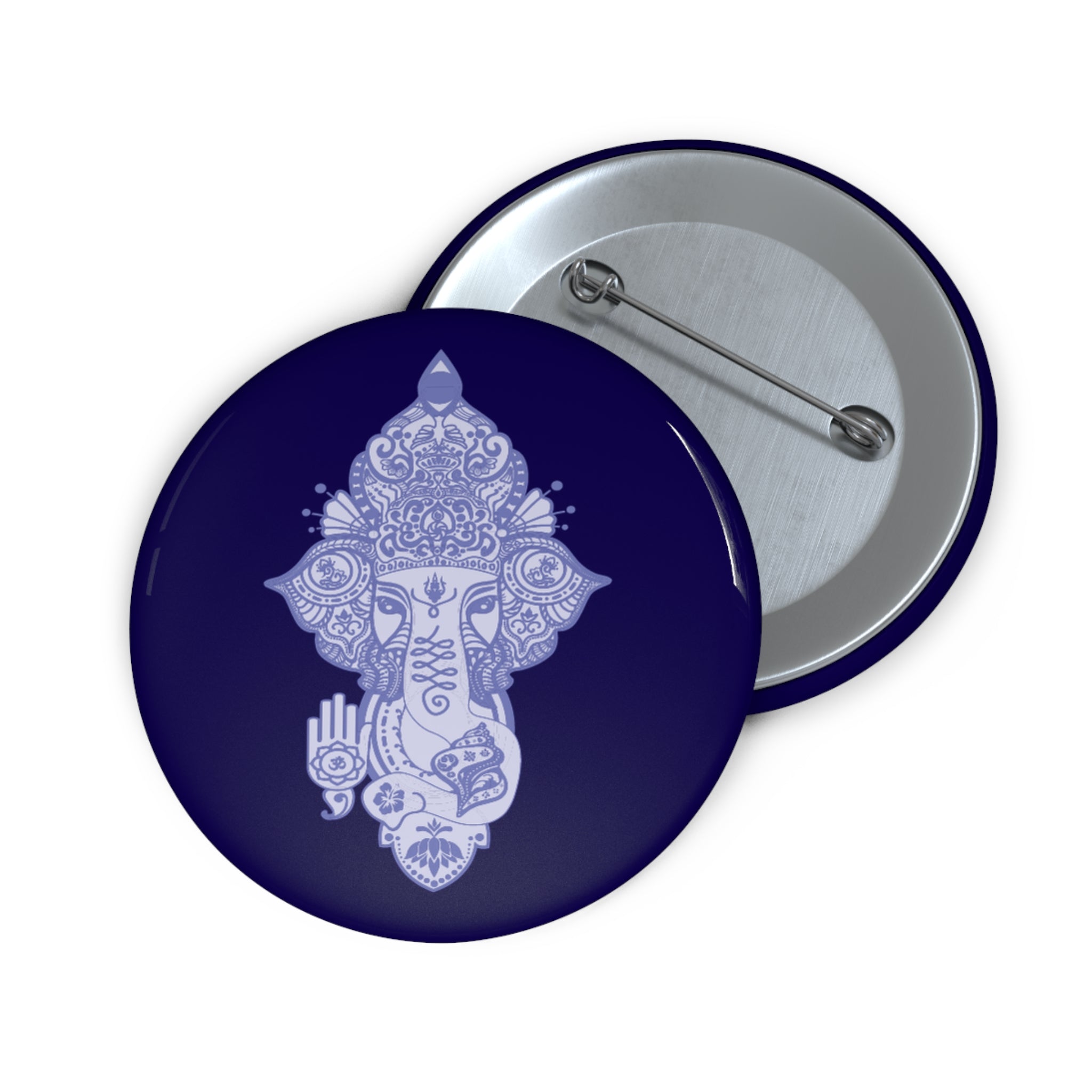 Shri Ganesha PureBlue Pin Button — Sacred Badge