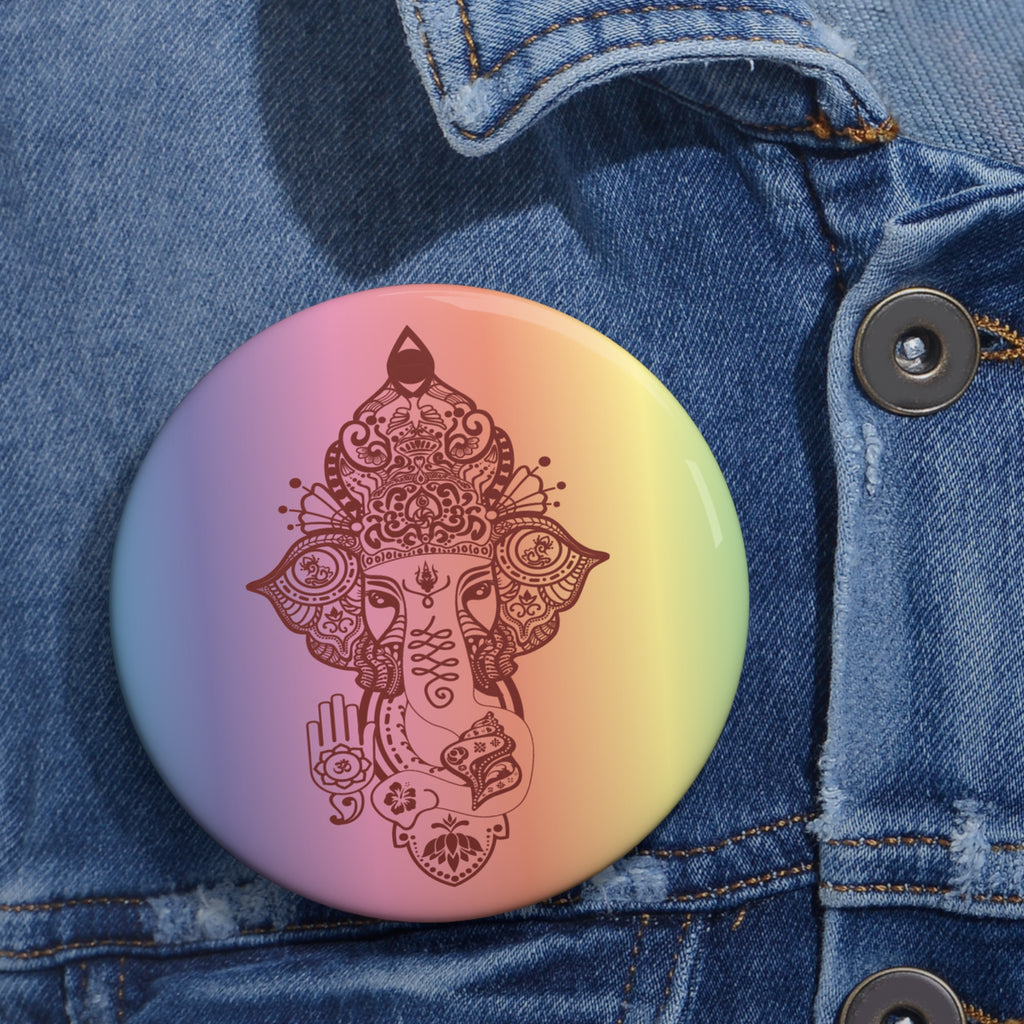 Shri Ganesha Chroma Pin Button —  Sacred Badge