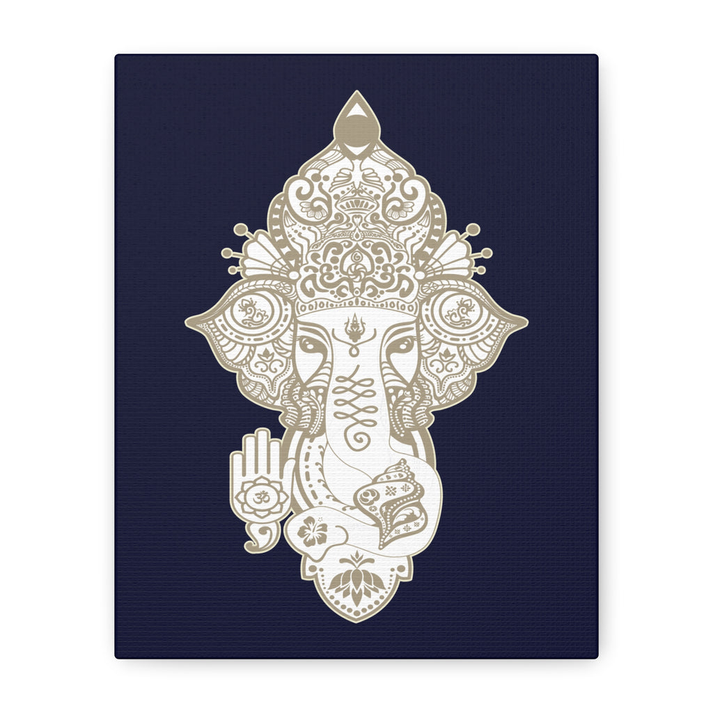 Shri Ganesha Matte Canvas Print — 8" x 10" Wall Art (Deep Navy)