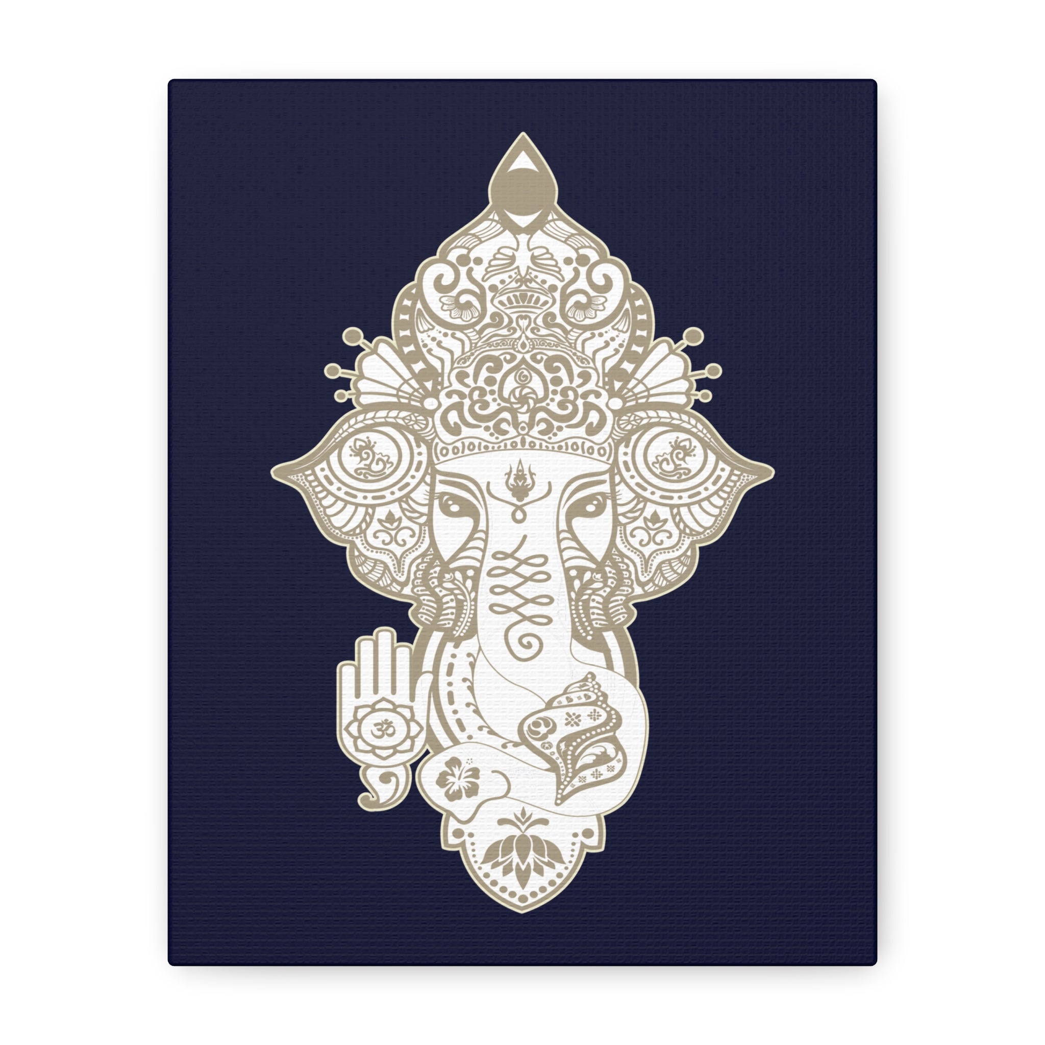 Shri Ganesha Matte Canvas Print — 8" x 10" Wall Art (Deep Navy)