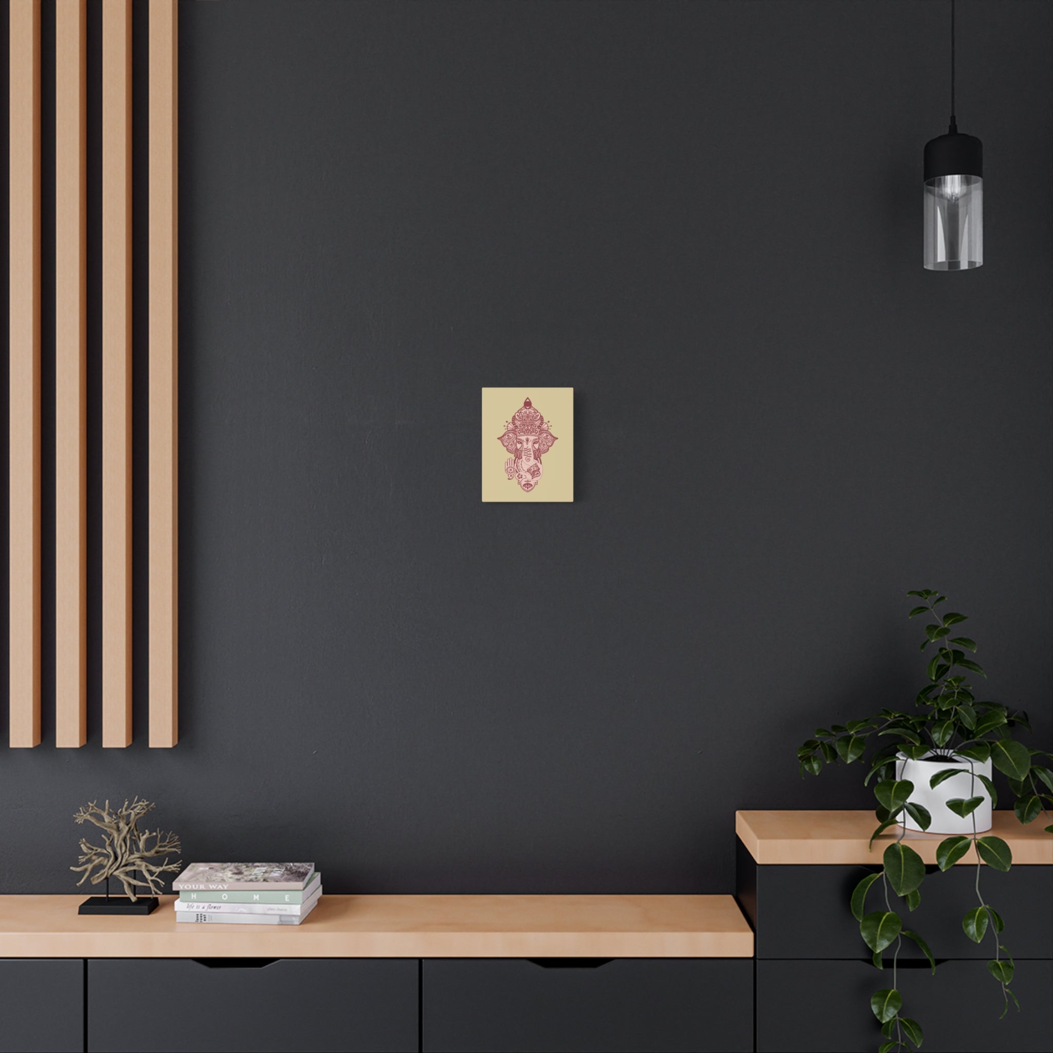 Shri Ganesha Matte Canvas Print — 8" x 10" Wall Art (Soft Beige)