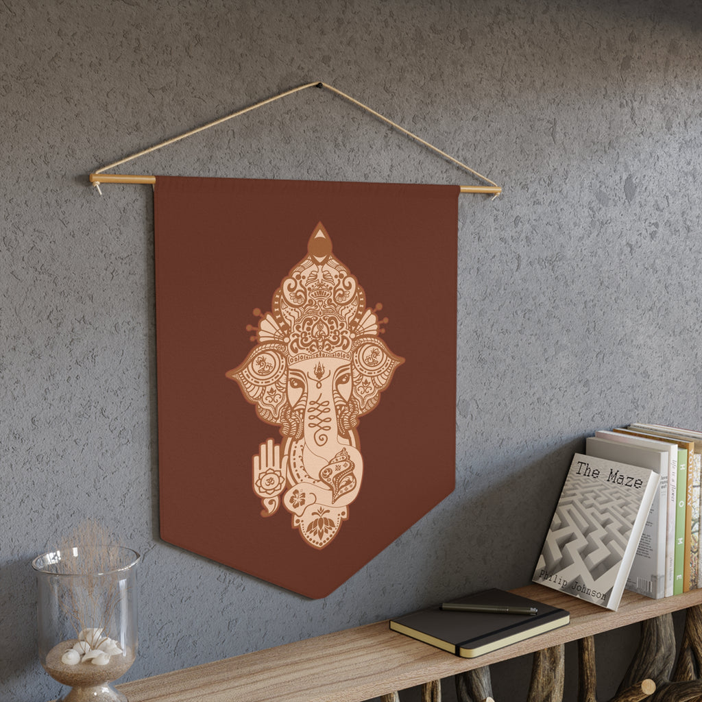Shri Ganesha Bronze Pennant Wall Banner — Boho Decor for Meditation & Festivities