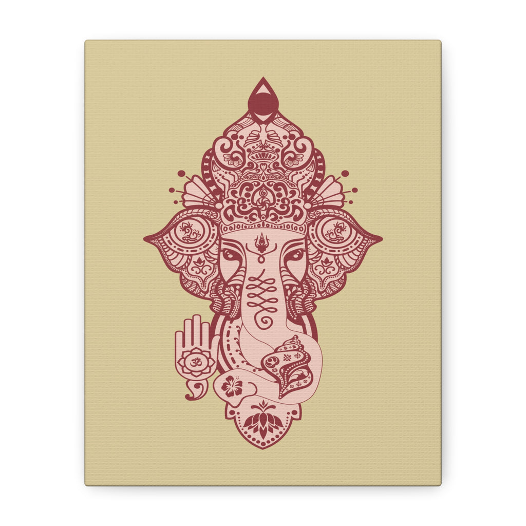 Shri Ganesha Matte Canvas Print — 8" x 10" Wall Art (Soft Beige)