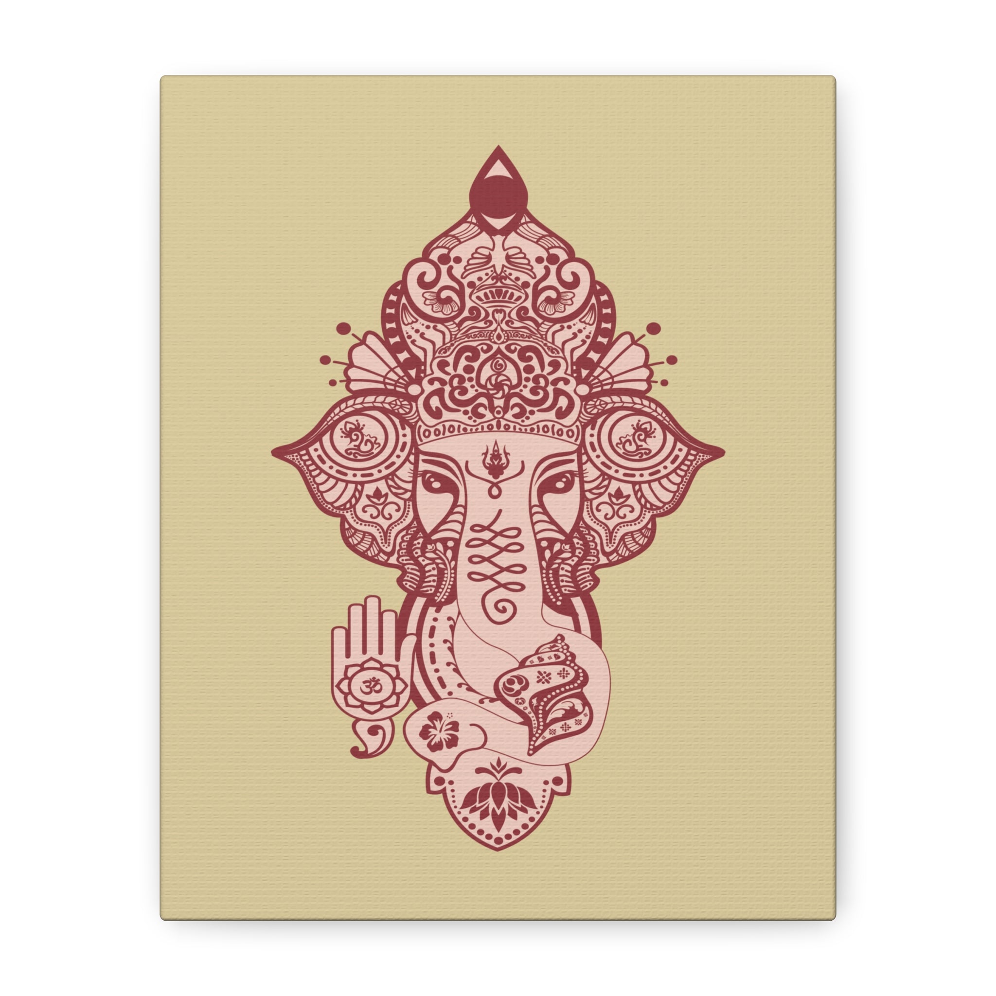 Shri Ganesha Matte Canvas Print — 8" x 10" Wall Art (Soft Beige)